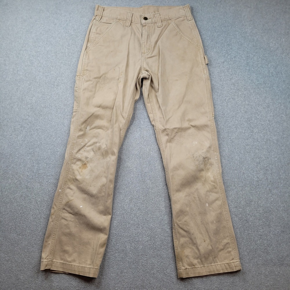 Carhartt Carpenter Pants Mens 30x30 Tan Distressed Canvas Workwear